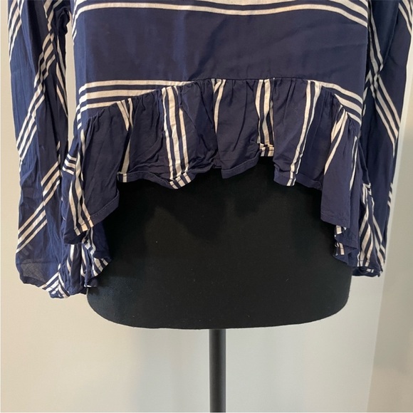Zara Nautical Striped Ruffled Hem Blouse EUC - Picture 5 of 9